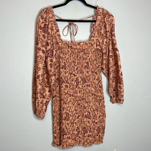 Free People | Smock It To Me Puff Sleeve Smocked Body Mini Dress Size XS NWT - Picture 3 of 12